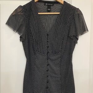 INC International Concepts Black and White Dotted Blouse